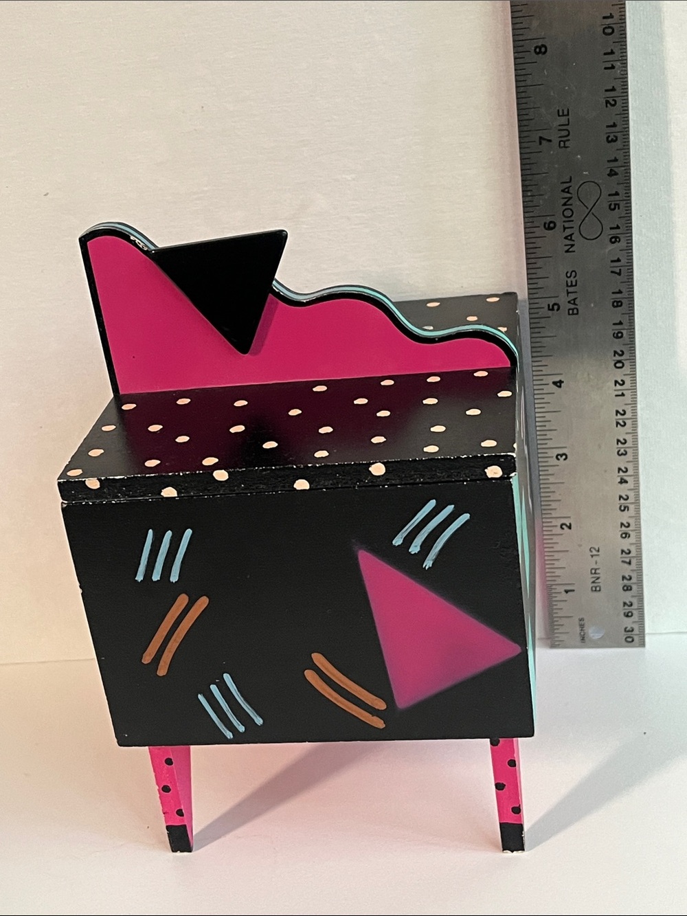 Vintage Hollis Fingold Radar Design Memphis Style Art Deco Jewelry Box - Picture 11 of 13